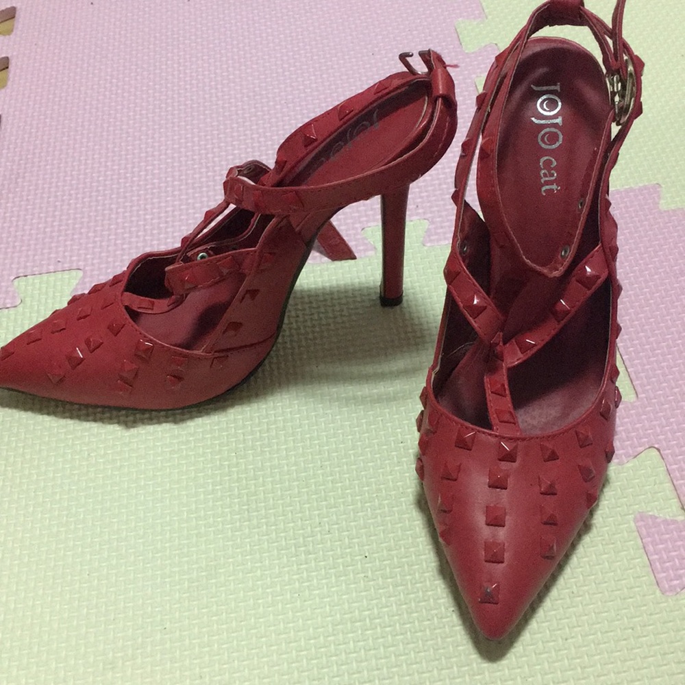 Red rockstud heels